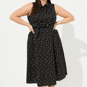 Torrid Midi Poplin Collared Shirtdress Sz 3X Black